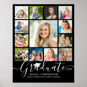 Graduate 13 Photo Collage Script Custom Colour Poster