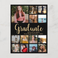 Graduate 14 Photo Collage Black & Gold Graduation