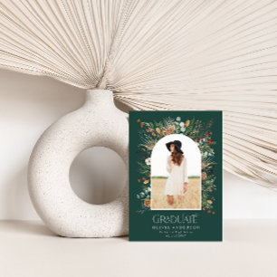 Graduate 1 photo arch green botanical floral announcement