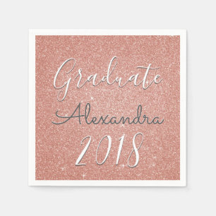 Graduate 2018 Rose Gold - Blush Pink Glitter Napkin