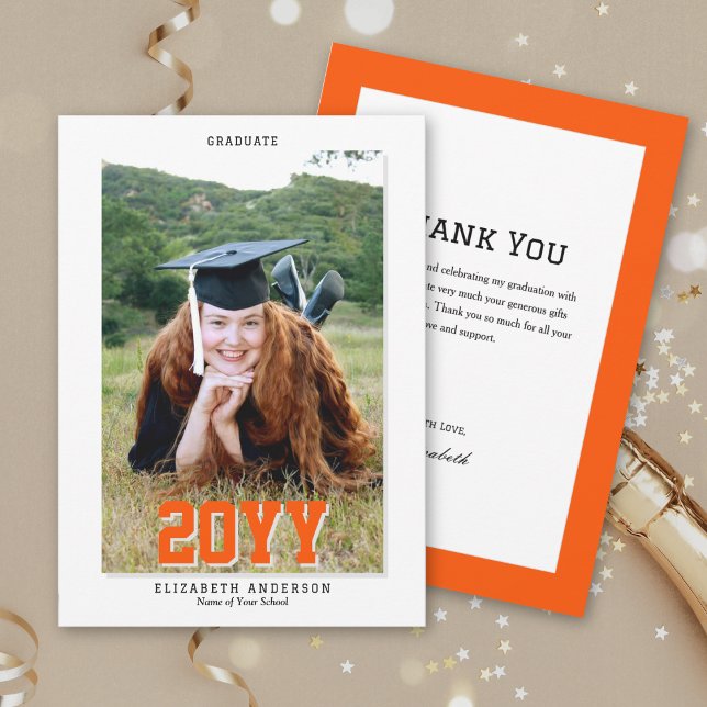 Graduate 2024 Classic Typography Graduation Photo Thank You Card (Creator Uploaded)