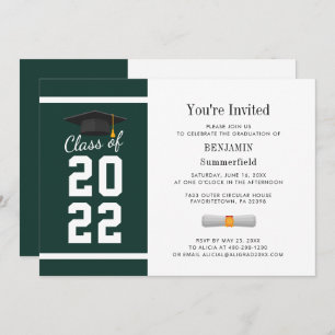 Graduate 2024 Green White Graduation Party Invitation