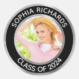 Graduate 2024 Photo Personalised   Classic Round Sticker