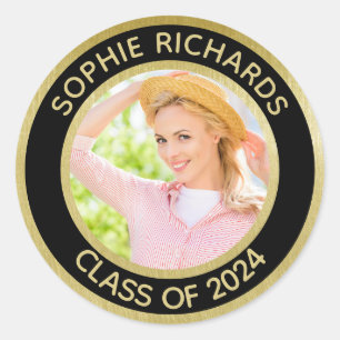 Graduate 2024 Photo Personalised Classic Round Sticker