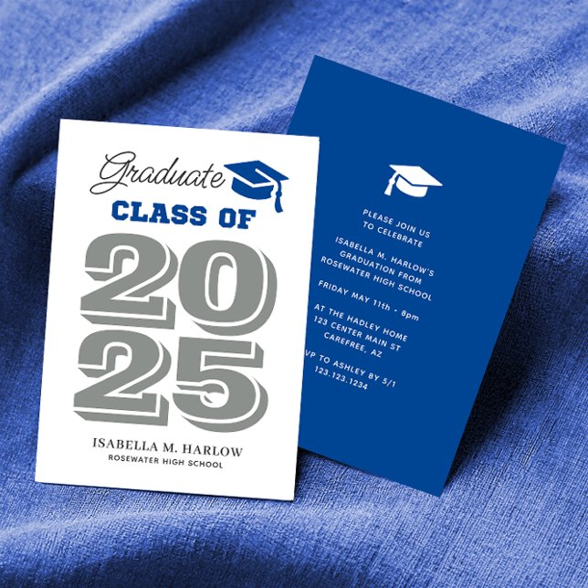 Graduate 2025 Blue and Grey Graduation Invitation (Creator Uploaded)