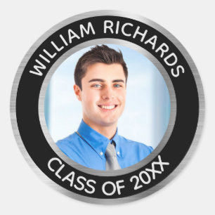 Graduate 2025 Photo Personalised   Classic Round Sticker