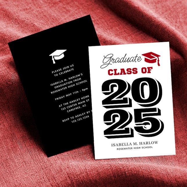 Graduate 2025 Red and Black Graduation Invitation (Creator Uploaded)