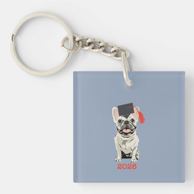 Graduate 2026, cute dog key ring (Front)