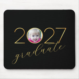 Graduate 2027 Photo Frame on Black Mouse Pad