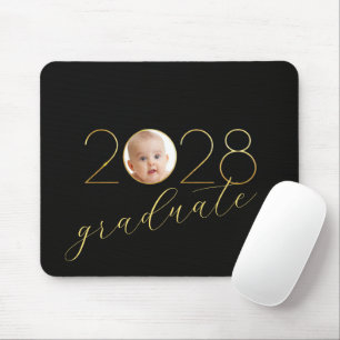 Graduate 2028 Photo Frame on Black Mouse Pad