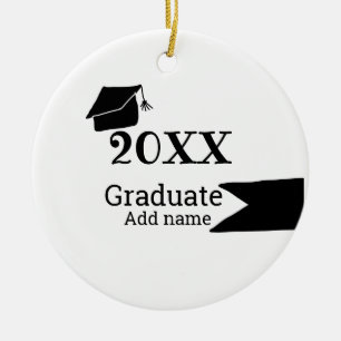 Graduate 20XX graduation hat simple minimal modern Ceramic Ornament