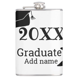 Graduate 20XX graduation hat simple minimal modern Hip Flask