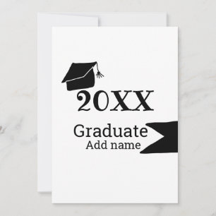 Graduate 20XX graduation hat simple minimal modern Invitation