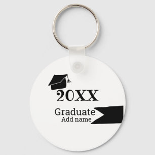 Graduate 20XX graduation hat simple minimal modern Key Ring