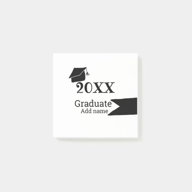 Graduate 20XX graduation hat simple minimal modern Post-it Notes (Front)