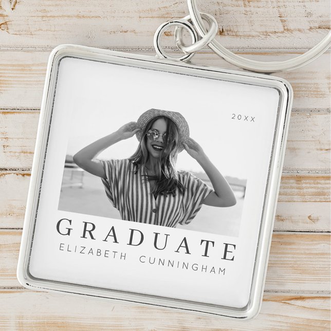 Graduate 20XX Modern Cool Simple Minimalist Photo Key Ring (Creator Uploaded)