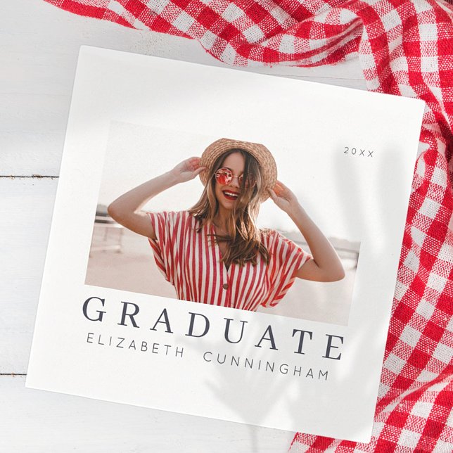Graduate 20XX Modern Cool Simple Minimalist Photo Napkin (Creator Uploaded)