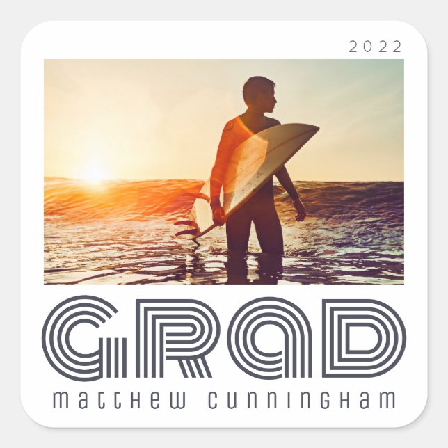 Graduate 20XX Retro Cool Simple Grad Year Square Sticker (Front)