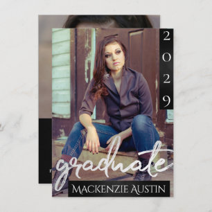 Graduate 2 Photo   Chic Script Simple Keepsake Invitation