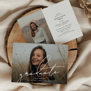 Graduate 2 Photo Collage Graduation Party  Invitation