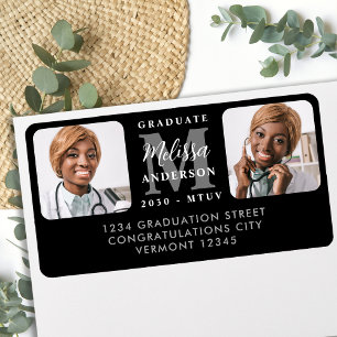Graduate 2 Photo Personalised Return Address  Label