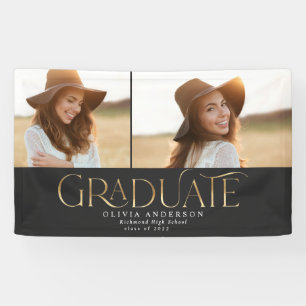 Graduate 2 photo watercolor botanical black banner