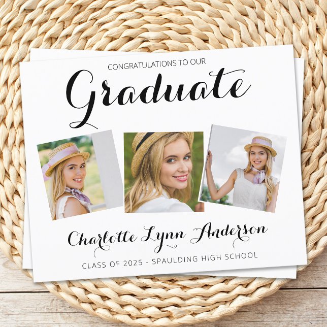 Graduate 3 Photo Budget Graduation Announcement  (Creator Uploaded)