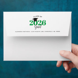 Graduate 3 Photo Collage Green Graduation Envelope