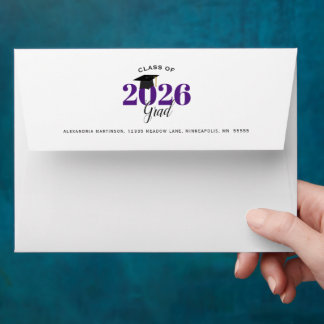 Graduate 3 Photo Collage Purple Graduation Envelope