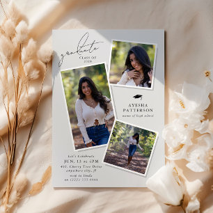 Graduate 3 Picture Graduation Party  Invitation