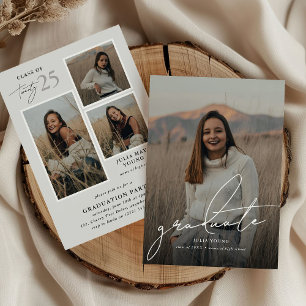 Graduate 4 Photo Collage Graduation Party  Invitation