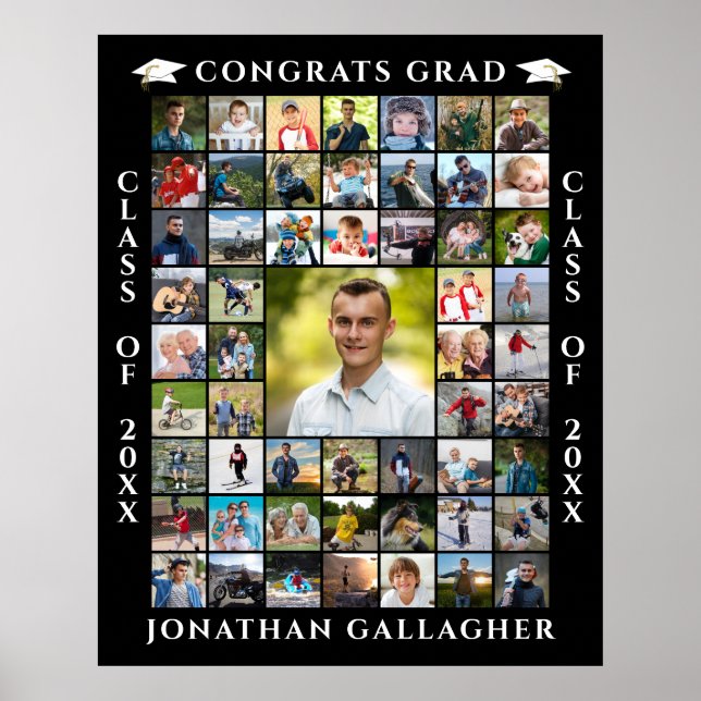 Graduate 55 Photo Collage Congrats Grad Poster (Front)