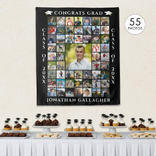 Graduate 55 Photo Collage Congrats Grad Tapestry