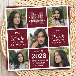Graduate 5 Photo Collage Burgundy Graduation Invit Invitation