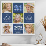 Graduate 5 Photo Collage Inspirational Navy Blue Faux Canvas Print<br><div class="desc">Celebrate your graduate and give a special personalised gift with this custom photo collage graduation canvas print. This unique graduate photo collage canvas is will be a treasured keepsake. Saying: " Take Pride in how far you have come, have Faith in how far you can go." Customise with 5 of...</div>