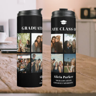 Graduate 8 photo collage graduation class of 2025 thermal tumbler