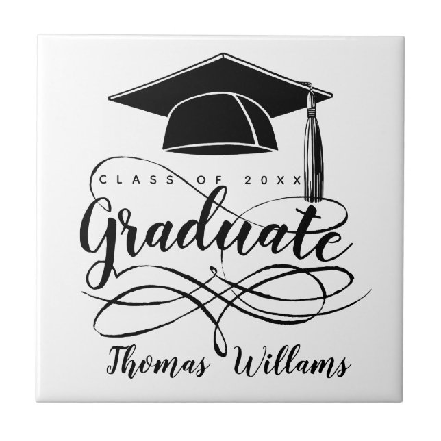 Graduate Add Name and Year Ceramic Tile (Front)