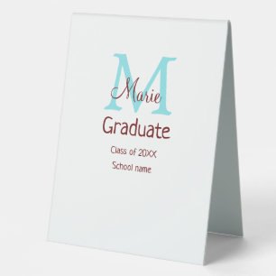 Graduate add name monogram green pink simple minim