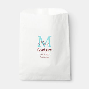 Graduate add name monogram green pink simple minim favour bag