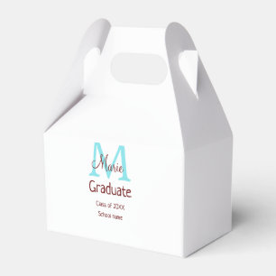 Graduate add name monogram green pink simple minim favour box