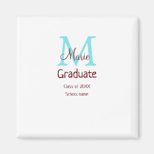 Graduate add name monogram green pink simple minim magnet