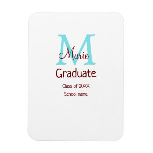 Graduate add name monogram green pink simple minim magnet