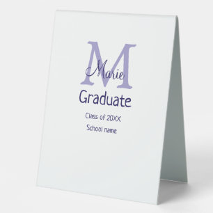 Graduate add name monogram purple simple minimal m