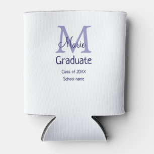 Graduate add name monogram purple simple minimal m can cooler