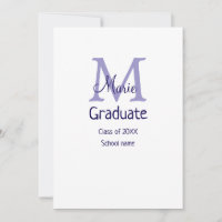 Graduate add name monogram purple simple minimal m