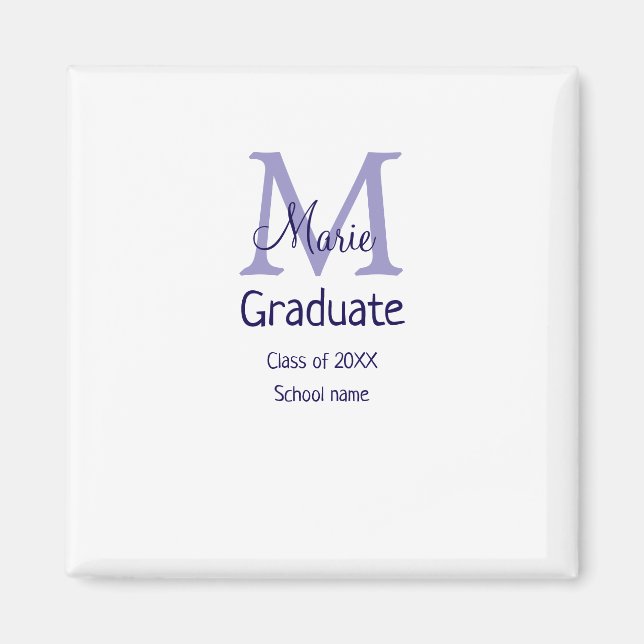 Graduate add name monogram purple simple minimal m magnet (Front)