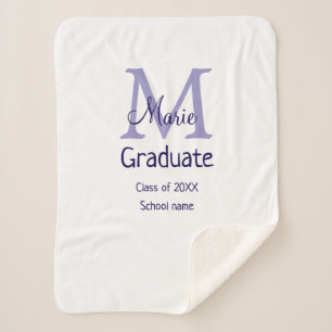 Graduate add name monogram purple simple minimal m sherpa blanket