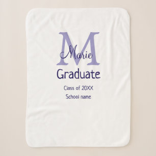 Graduate add name monogram purple simple minimal m sherpa blanket