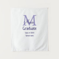 Graduate add name monogram purple simple minimal m