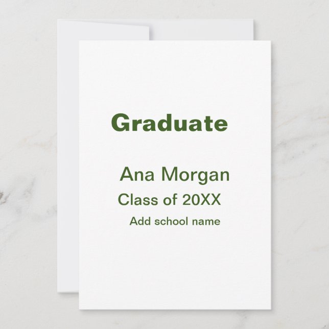 Graduate add name school name class of 20XX simple Invitation (Front)